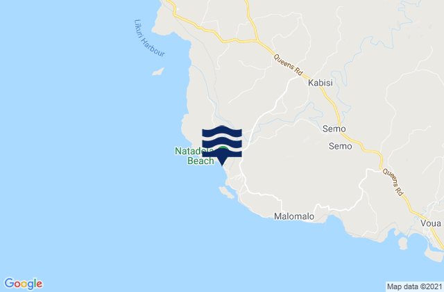 Natadola Beach, Fiji tide times map