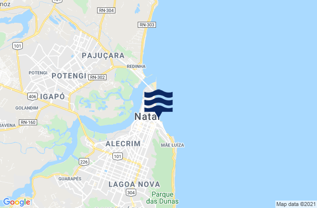 Natal, Brazil tide times map