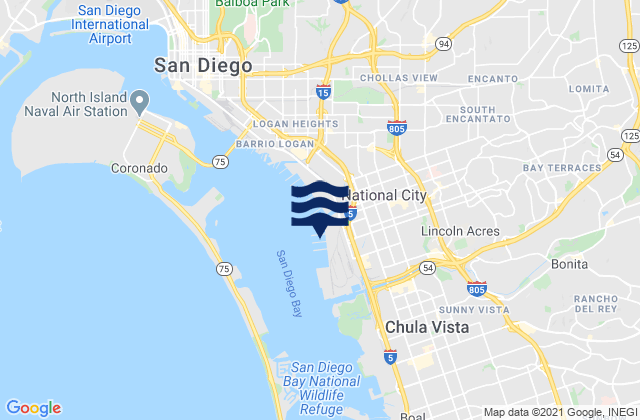 National City San Diego Bay, United States tide chart map