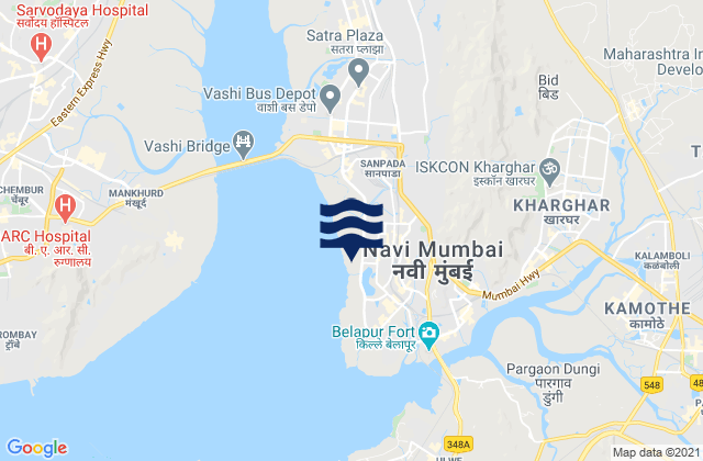 Navi Mumbai, India tide times map