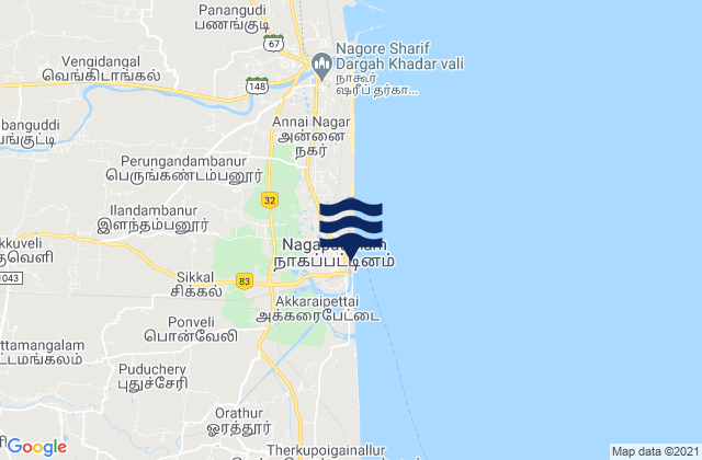 Negapatam, India tide times map