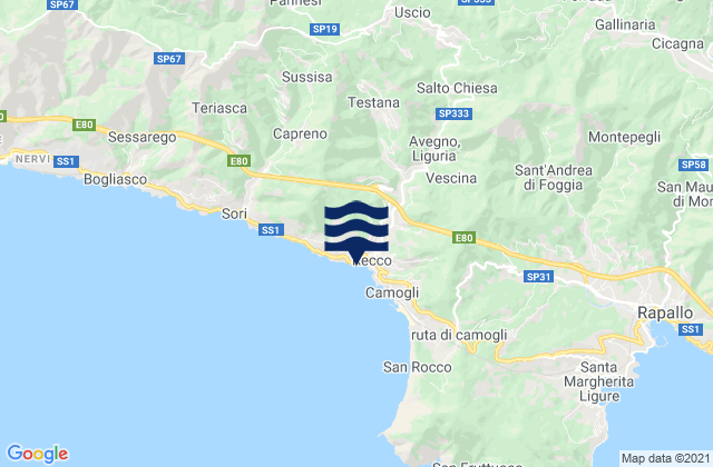 Neirone, Italy tide times map