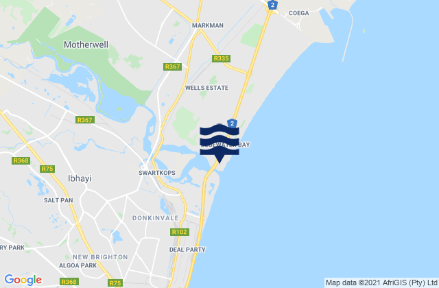Nelson Mandela Bay Metropolitan Municipality, South Africa tide times map