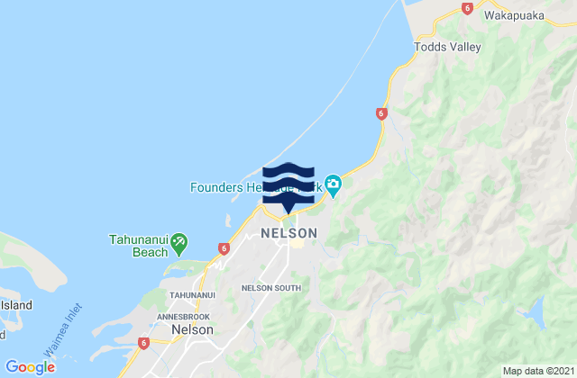 Nelson, New Zealand tide times map