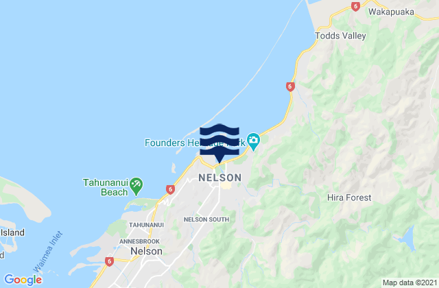 Nelson, New Zealand tide times map