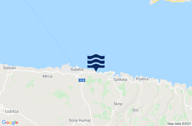 Nerezisce, Croatia tide times map