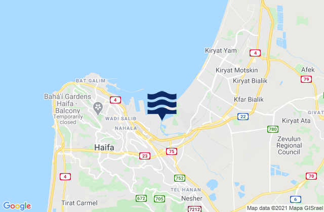 Nesher, Israel tide times map