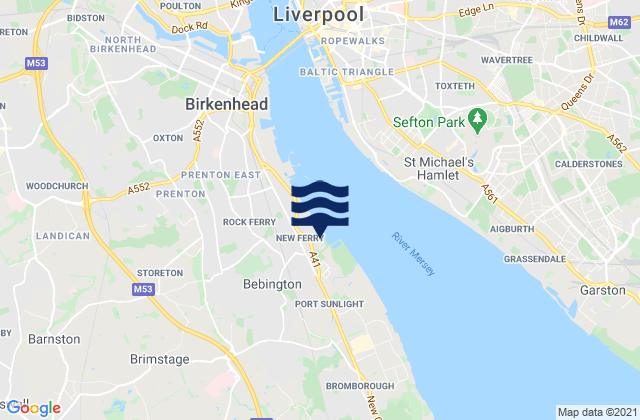 New Ferry, United Kingdom tide times map