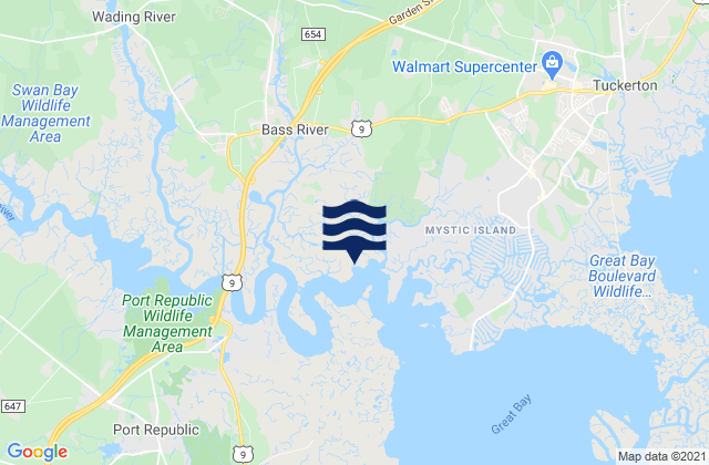 New Gretna Bass River, United States tide chart map