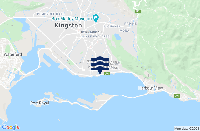 New Kingston, Jamaica tide times map