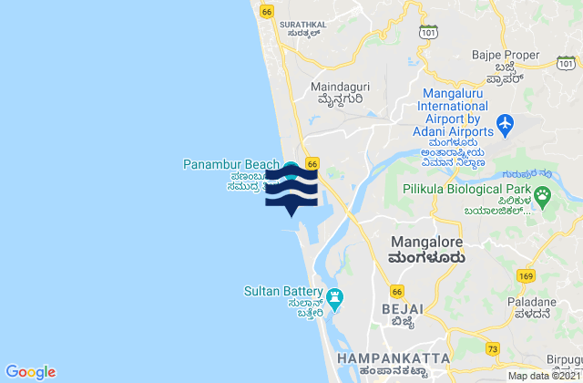 New Mangalore, India tide times map