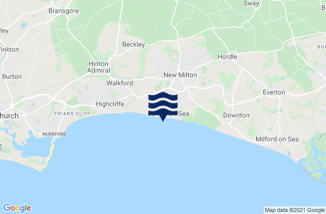 New Milton, United Kingdom tide times map
