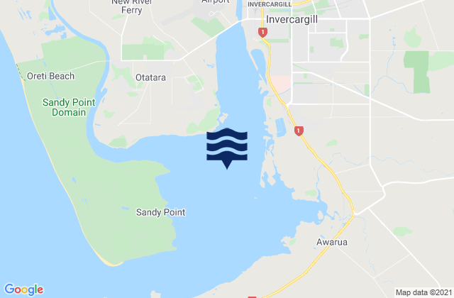 New River Estuary, New Zealand tide times map