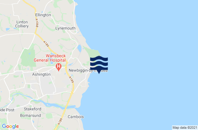 Newbiggin Bay Beach, United Kingdom tide times map