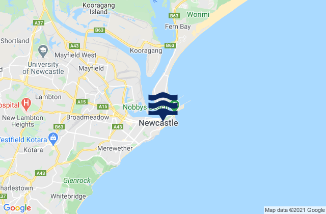 Newcastle Beach, Australia tide times map