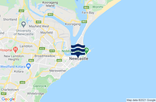 Newcastle, Australia tide times map