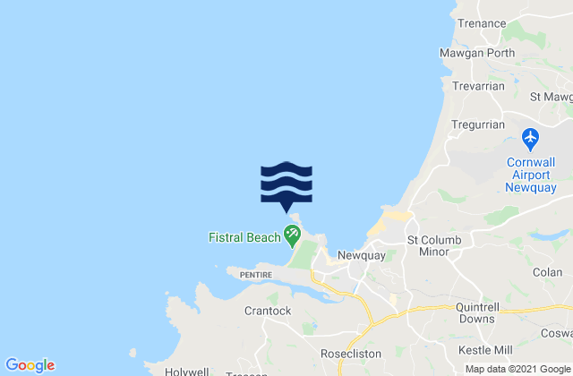 Newquay - Cribbar, United Kingdom tide times map