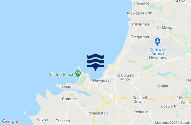 Newquay - Towan / Great Western, United Kingdom tide times map