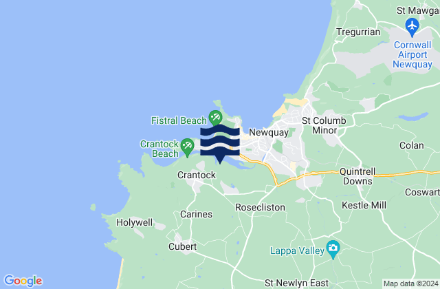 Newquay Towan Beach, United Kingdom tide times map
