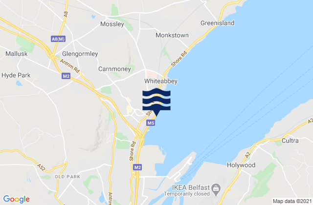 Newtownabbey, United Kingdom tide times map