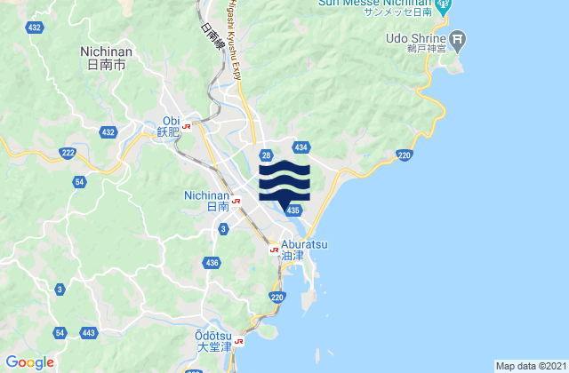 Nichinan Shi, Japan tide times map