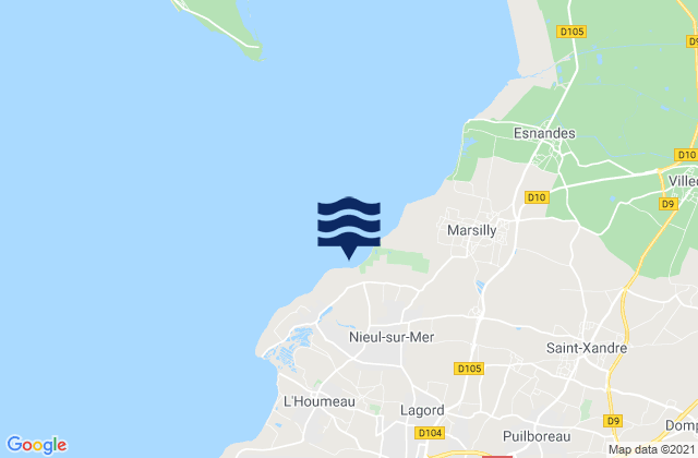 Nieul-sur-Mer, France tide times map