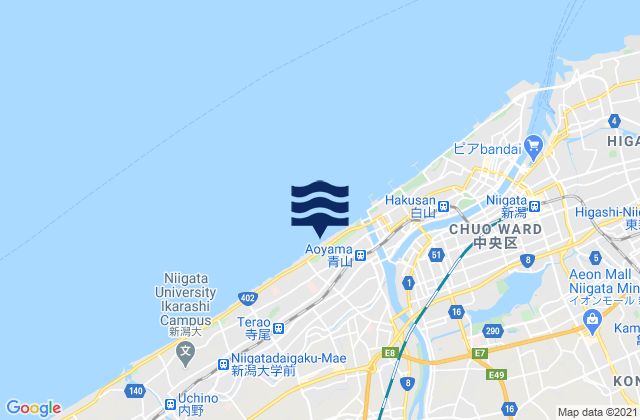 Niigata Shi, Japan tide times map