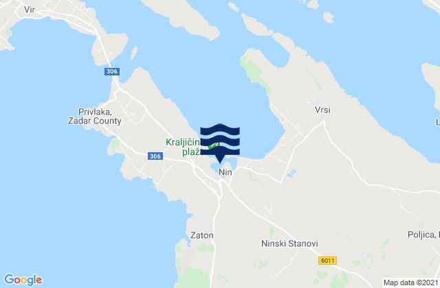 Nin, Croatia tide times map