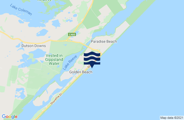 Ninety Mile Beach, Australia tide times map