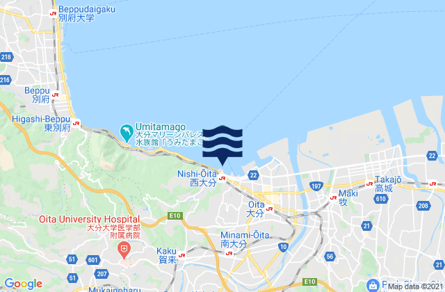 Nisi-Oita, Japan tide times map