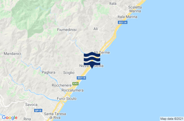 Nizza di Sicilia, Italy tide times map