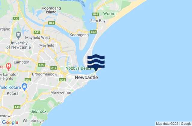 Nobby's Beach, Australia tide times map