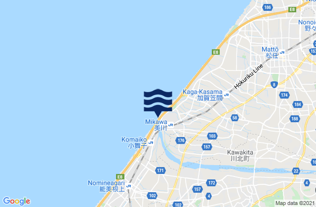 Nomi Shi, Japan tide times map