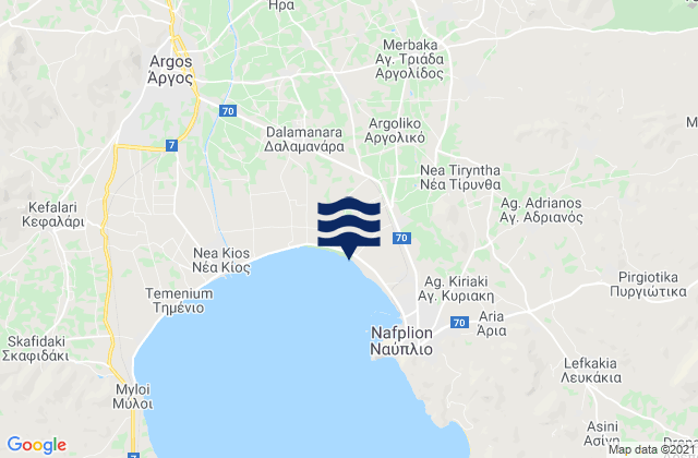 Nomos Argolidos, Greece tide times map