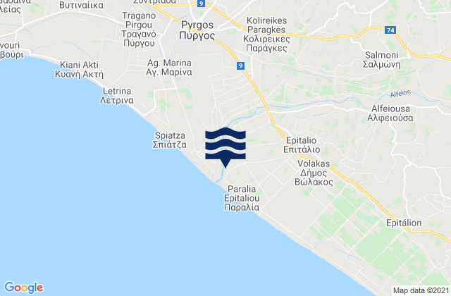 Nomos Ileias, Greece tide times map