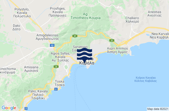 Nomos Kavalas, Greece tide times map