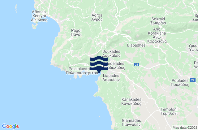 Nomos Kerkyras, Greece tide times map