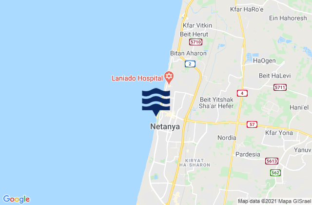 Nordiyya, Israel tide times map