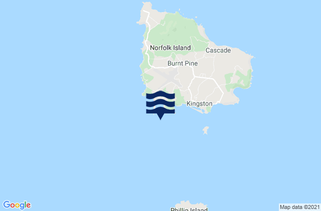 Norfolk Island, New Caledonia tide times map