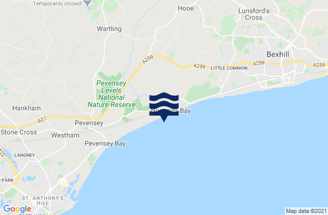 Normans Bay Beach, United Kingdom tide times map