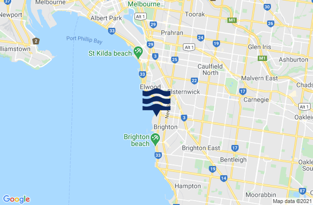 North Brighton, Australia tide times map
