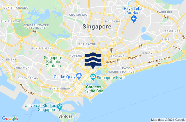 North East Community Development Region, Singapore tide times map