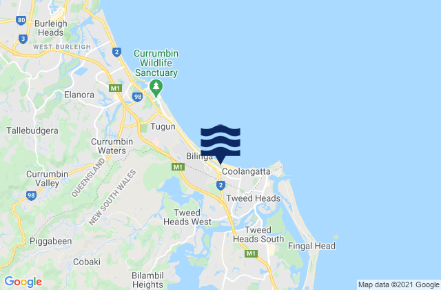 North Kirra Beach, Australia tide times map