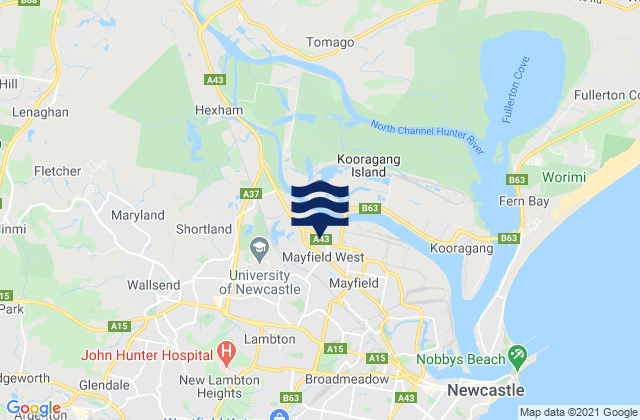 North Lambton, Australia tide times map