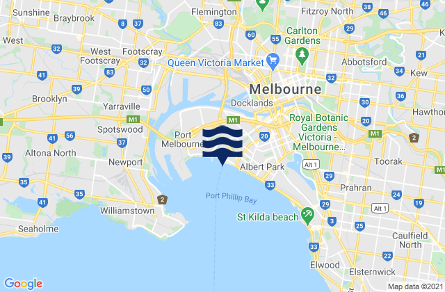 North Melbourne, Australia tide times map