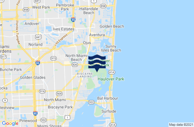 North Miami Beach, United States tide chart map