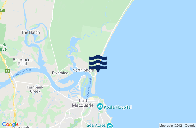 North Shore, Australia tide times map