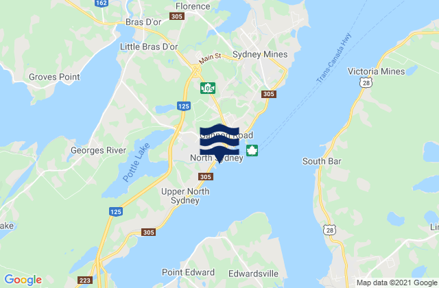 North Sydney, Canada tide times map