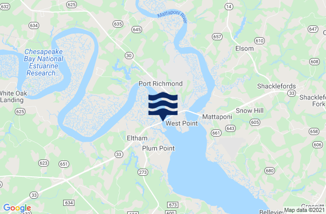 Northbury Pamunkey River, United States tide chart map