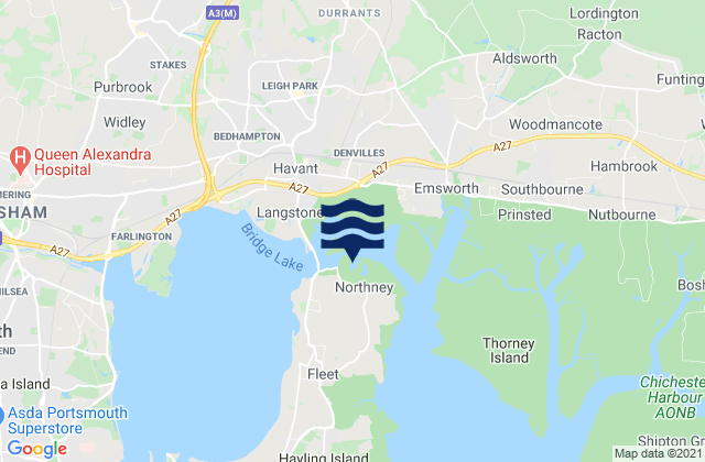 Northney, United Kingdom tide times map